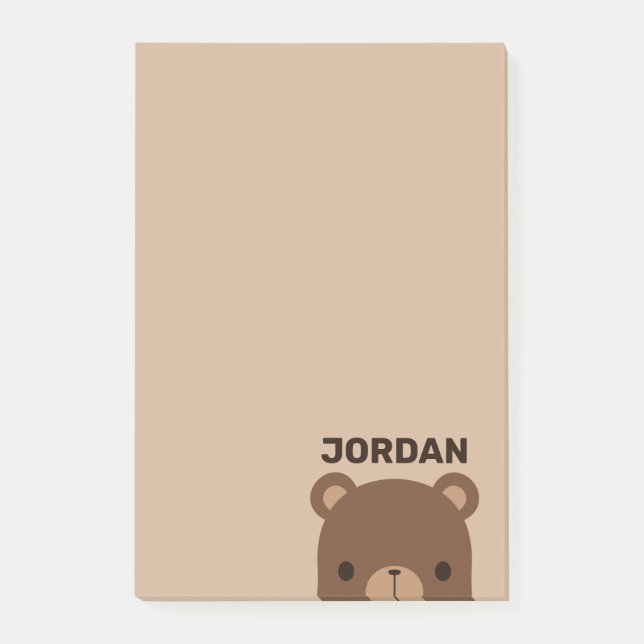 Post-it® Joli petit ours brun avec nom personnalisé (Devant)