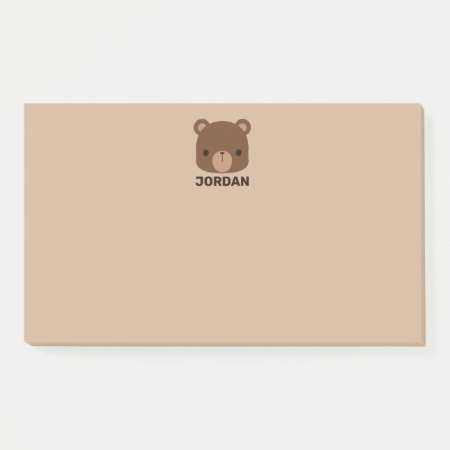 Post-it® Joli petit ours brun avec nom personnalisé (Devant)