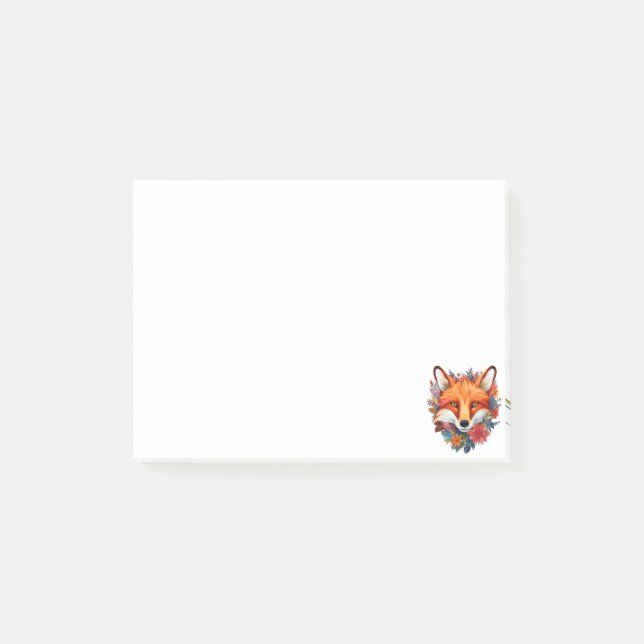 Post-it® Joli Renard Aquarelle Beau Fleur (Devant)
