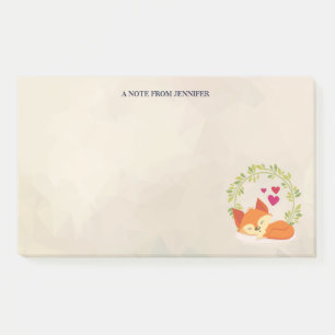 Post-it® Joli renard orange avec une couronne verte et des 