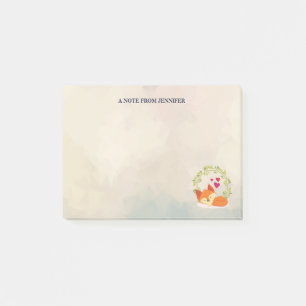 Post-it® Joli renard orange avec une couronne verte et des 