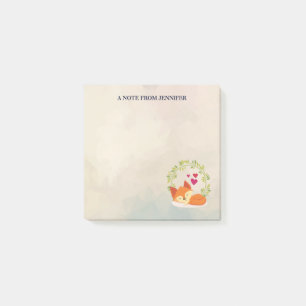 Post-it® Joli renard orange avec une couronne verte et des 