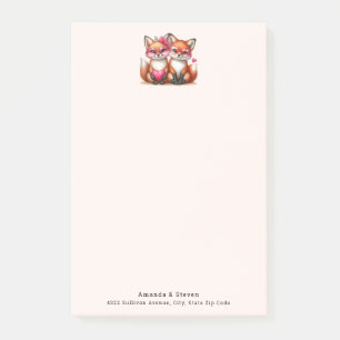 Post-it® Joli renard orange en amour avec adresse