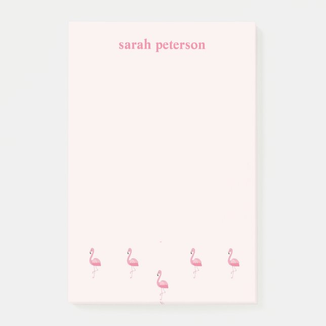 Post-it® Joli rose flamingo nom personnalisé rose (Devant)