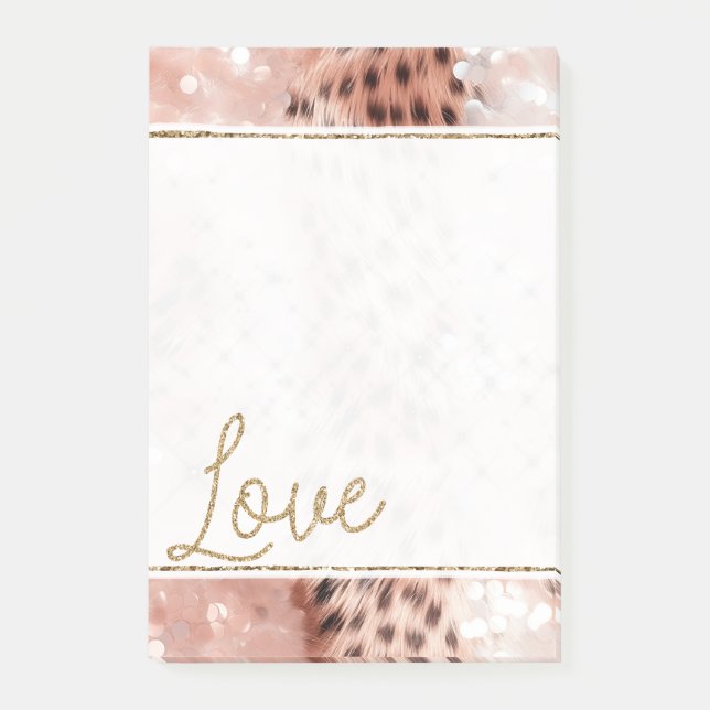 Post-it® Joli Rose Gold Leopard Bokeh (Devant)