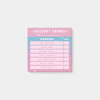 Post-it® Joli Rose Pailleté Tableau de Corvées Matinales En