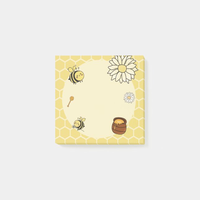 Post-it® Jolie abeille avec des post-its au miel doux (Devant)