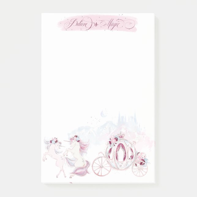 Post-it® Jolie aquarelle Unicorn rose et argent Accents (Devant)