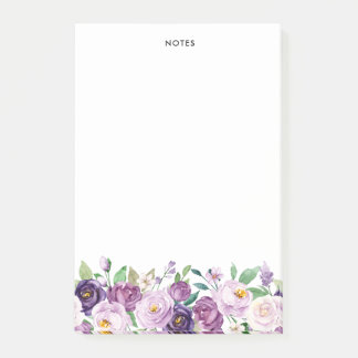 Post-it® Jolie aquarelle Violet Violet Fleurs pourpres