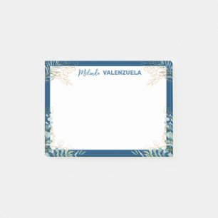 Post-it® Jolie Blue Gold Greenery Botanical Post-it Notes