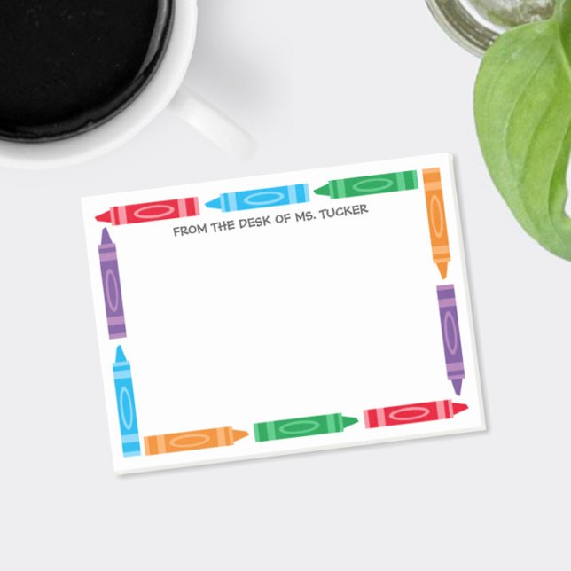 Post-it® Jolie bordure de crayon du bureau du professeur ca (Colorful crayon border post-it notes for teachers!)