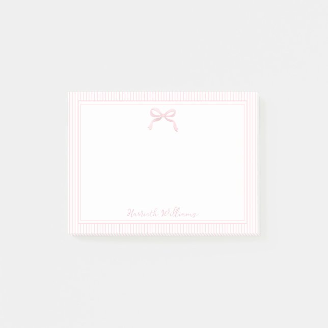 Post-it® Jolie bordure de ruban rose clair et de rayures (Devant)