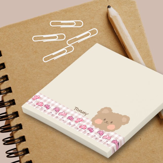 Post-it® Jolie couleur pastel Ours peint à la main Fleur Ru (Créateur téléchargé)
