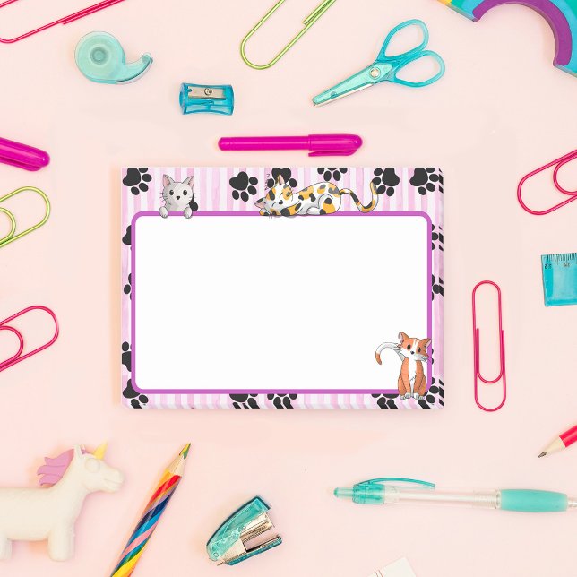 Post-it® Jolie couleur rose avec pattes chatons mignons 4"  (Créateur téléchargé)