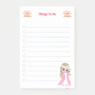 Post-it® Jolie Fée & Fleurs de Lotus Roses Choses à Faire N