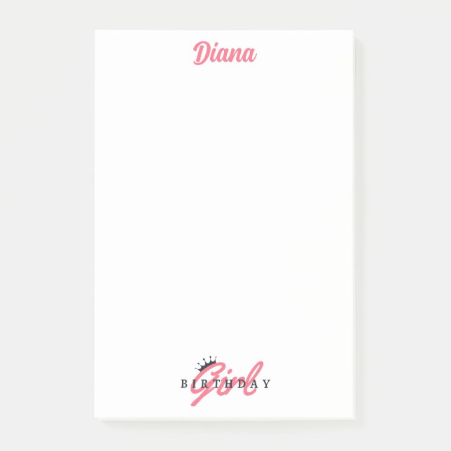 Post-it® Jolie Fille d'Anniversaire, Nom Personnalisé, Simp (Devant)
