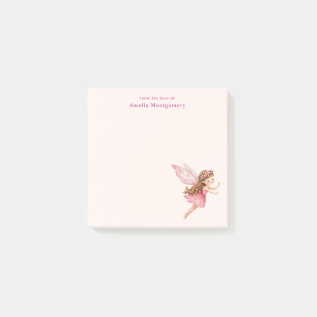 Post-it® Jolie fille fée en robe rose capricieuse (Devant)
