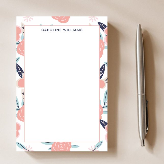 Post-it® Jolie Fille Fleurs roses mignonnes Nom Floral (Créateur téléchargé)