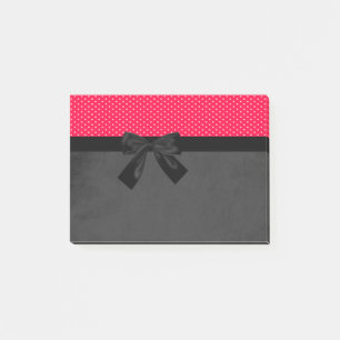 Post-it® Jolie fille Pois rouges élégants - Bow noir