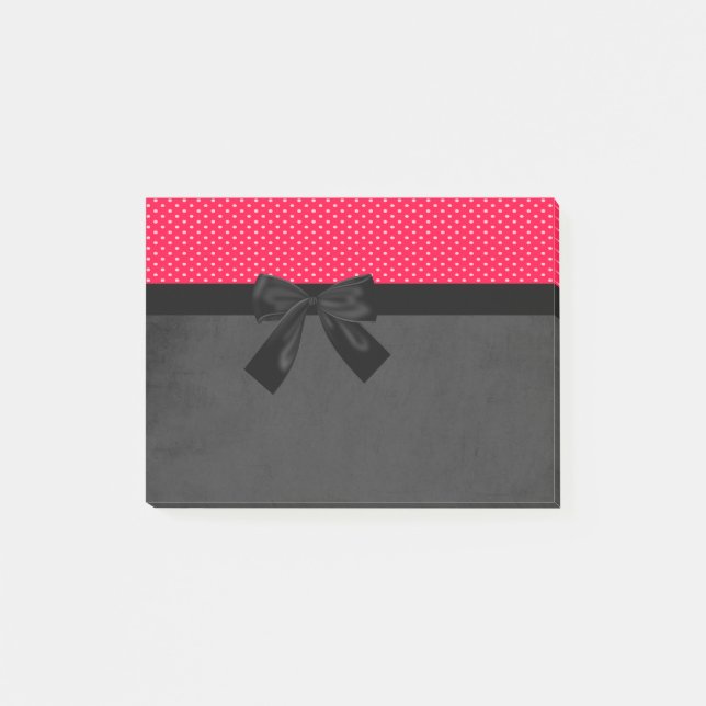 Post-it® Jolie fille Pois rouges élégants - Bow noir (Devant)