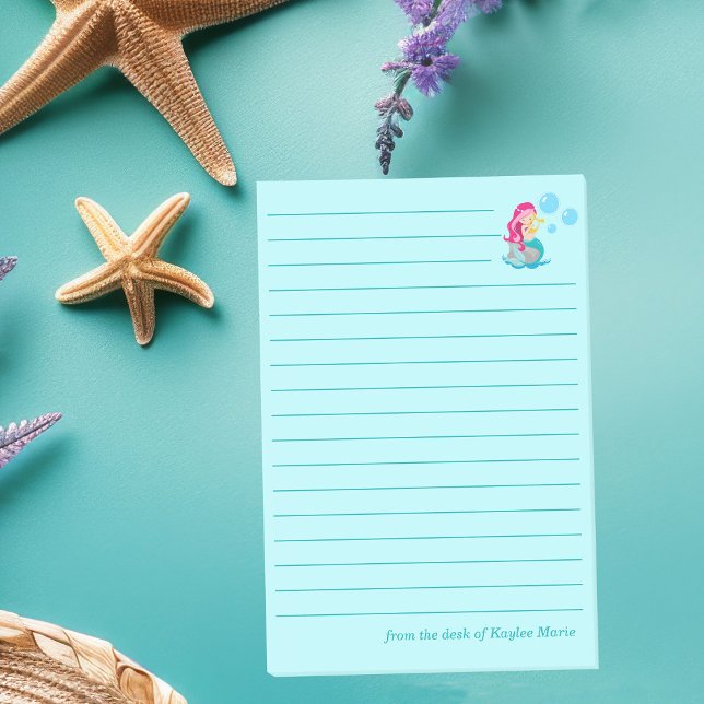 Post-it® Jolie Fille Sirène Plage personnalisée avec Ligne  (Créateur téléchargé)