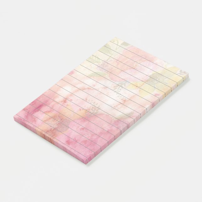 Post-it® Jolie impression florale aquarelle lignée (Incliné)