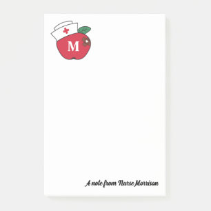 Post-it® Jolie infirmière de l'école Pomme Monogramme une n