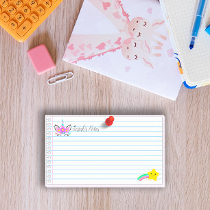 Post-it® Jolie licorne rose et étoile de tournage arc-en-ci