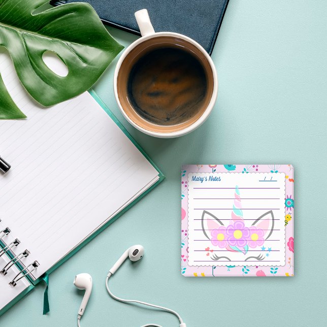 Post-it® Jolie licorne rose mignonne arrière - plan 4" x 6" (Créateur téléchargé)