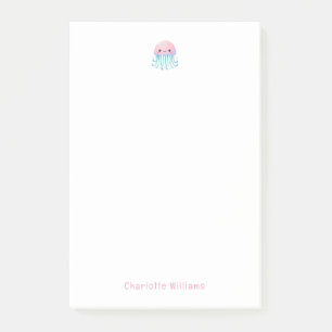Post-it® Jolie méduse rose nom personnalisé pour enfants