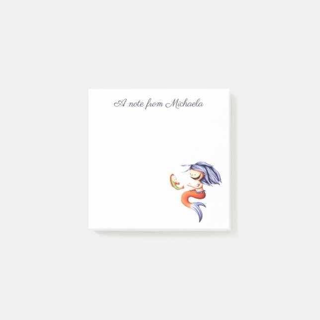 Post-it® Jolie Mermaid Poisson Violet Amusant (Devant)