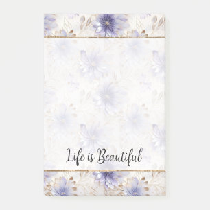 Post-it® Jolie perle d'or violet Fleurs blanches