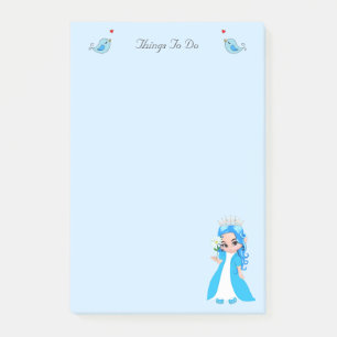 Post-it® Jolie petite princesse sur bleu clair Que faire