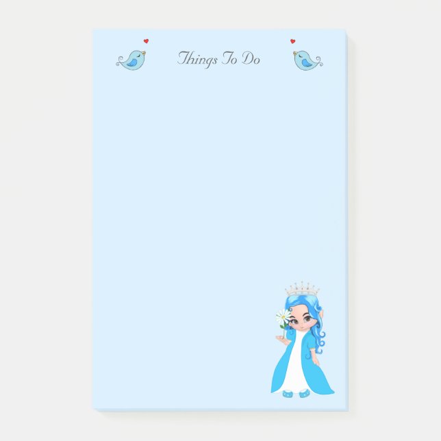 Post-it® Jolie petite princesse sur des choses à faire bleu (Devant)