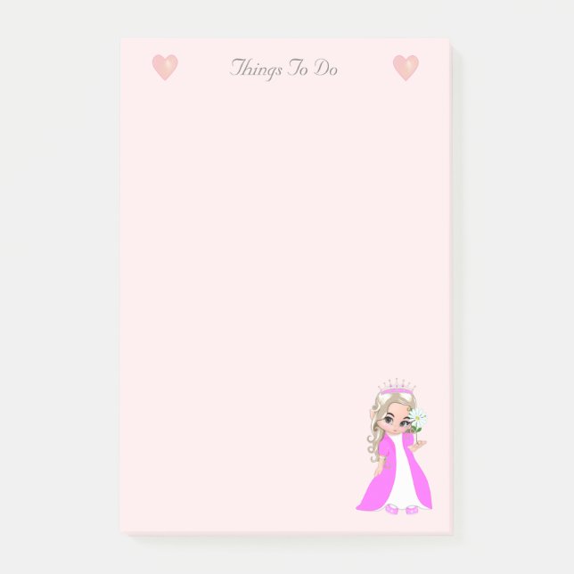 Post-it® Jolie petite princesse sur des choses à faire rose (Devant)