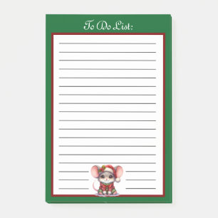 Post-it® Jolie souris de Noël avec un chapeau de Père Noël