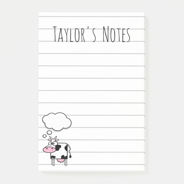 Post-it® Jolie vache caricaturale drôle avec Udders Post-it (Devant)
