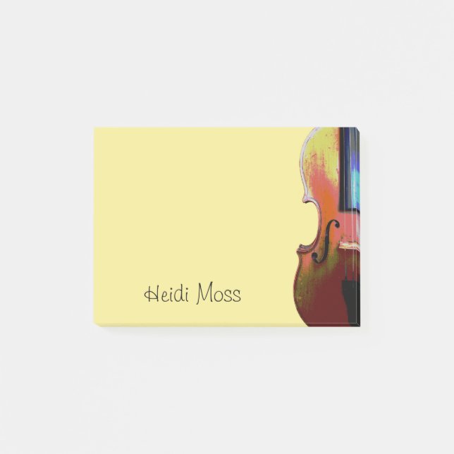 Post-it® Jolie Violon Jaune Monogramme Musical (Devant)