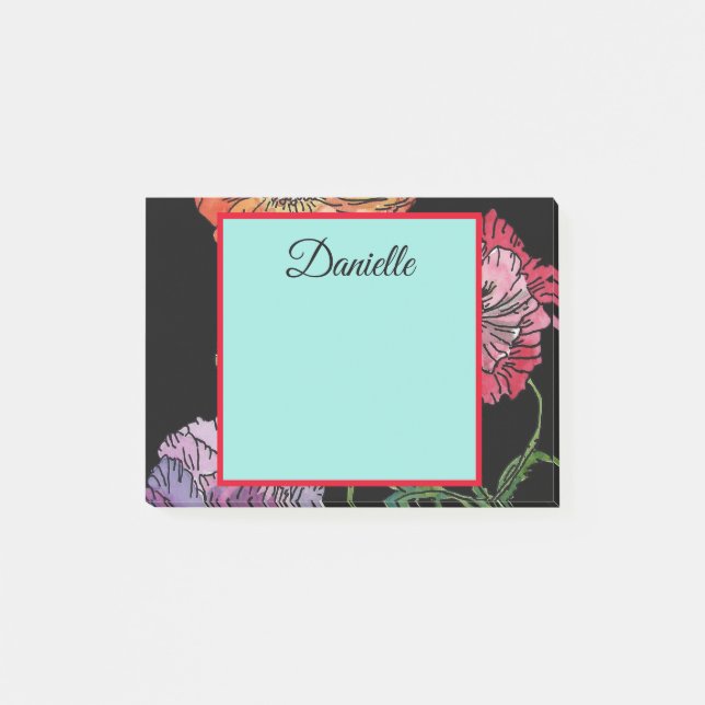 Post-it® Jolies chips sur la peinture d'aquarelle noire (Devant)