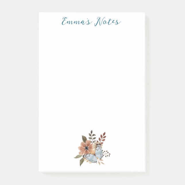 Post-it® Jolies fleurs aquarelles, personnalisation simple (Devant)