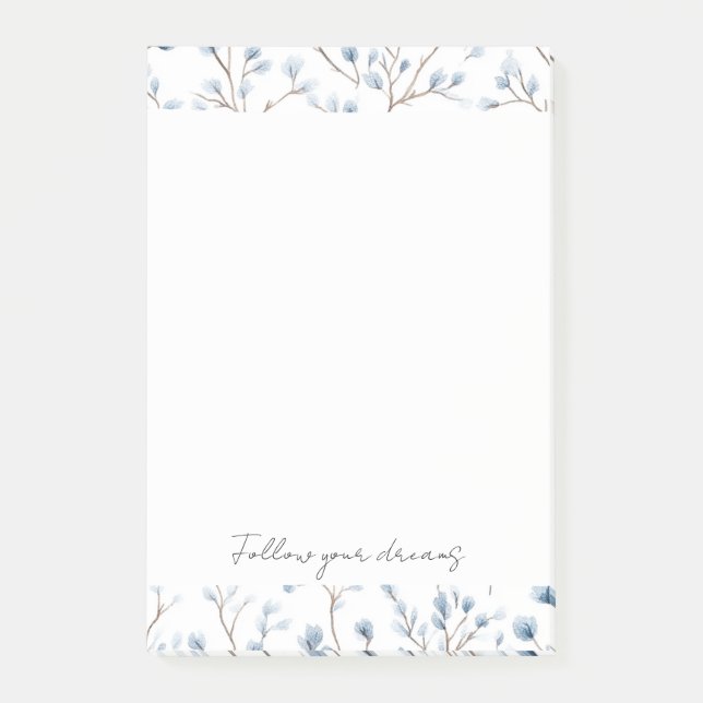 Post-it® Jolies Fleurs Blanches Bleues (Devant)