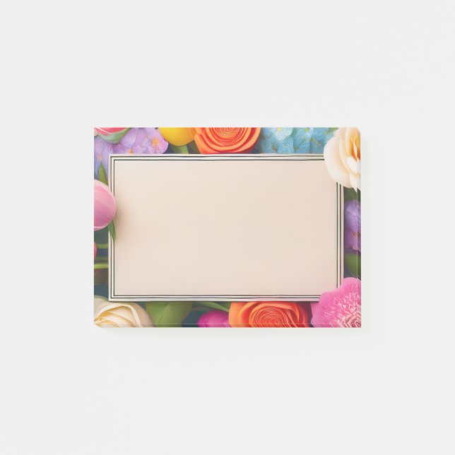 Post-it® Jolies fleurs encadrées Roses Tulipes Hydrangea (Devant)