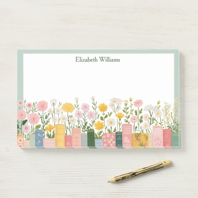 Post-it® Jolies fleurs et livres  (Sur un bureau)