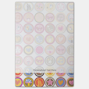 Post-it® jolies fleurs, oiseaux, motif de coeur