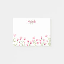 Jolies Fleurs Sauvages Roses Monogramme Féminin