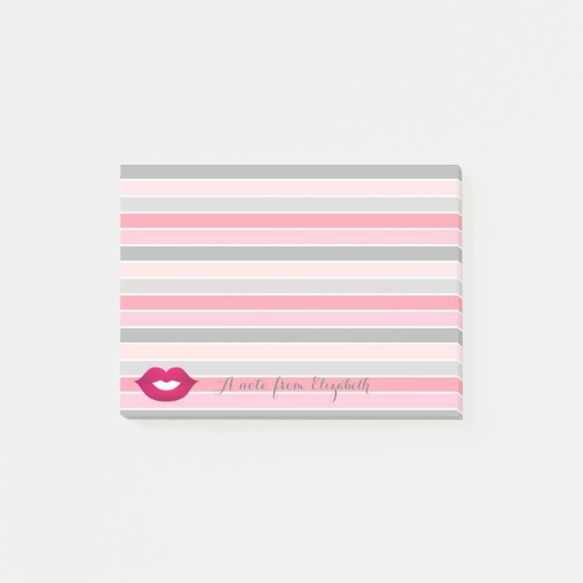 Post-it® Jolies lèvres féminines et élégantes, rayures (Devant)