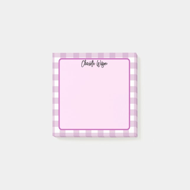 Post-it® Jolies Notes à motif gingham violet pastel (Devant)
