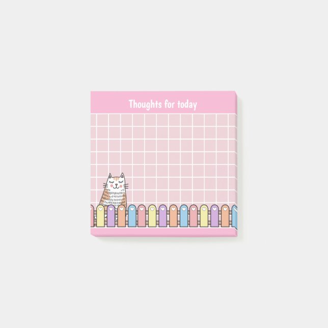Post-it® Jolies Pensées Roses de Chat Mignon pour Aujourd'h (Devant)