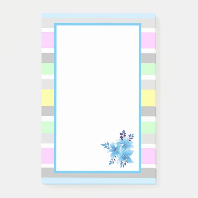 Post-it® Jolies rayures et fleurs pastel (Devant)
