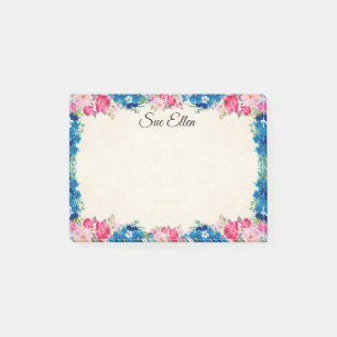Post-it® Jolies Roses Roses Roses Et Fleurs Bleues Personna